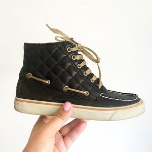 Sperry Black Santa Maria Quilted Gold Sneakers